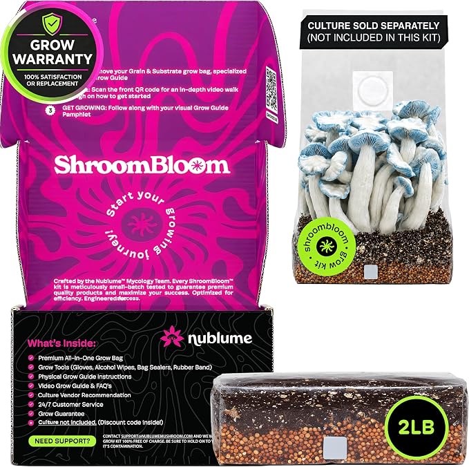 Mushroom Grow Kit – All-in-One 2LB Grow Bag with Self-Healing Port – Fast-Colonizing Universal Substrate for Any Mushroom – Multi-Flush High-Yield – USA Made (Just Add Your Own Culture)