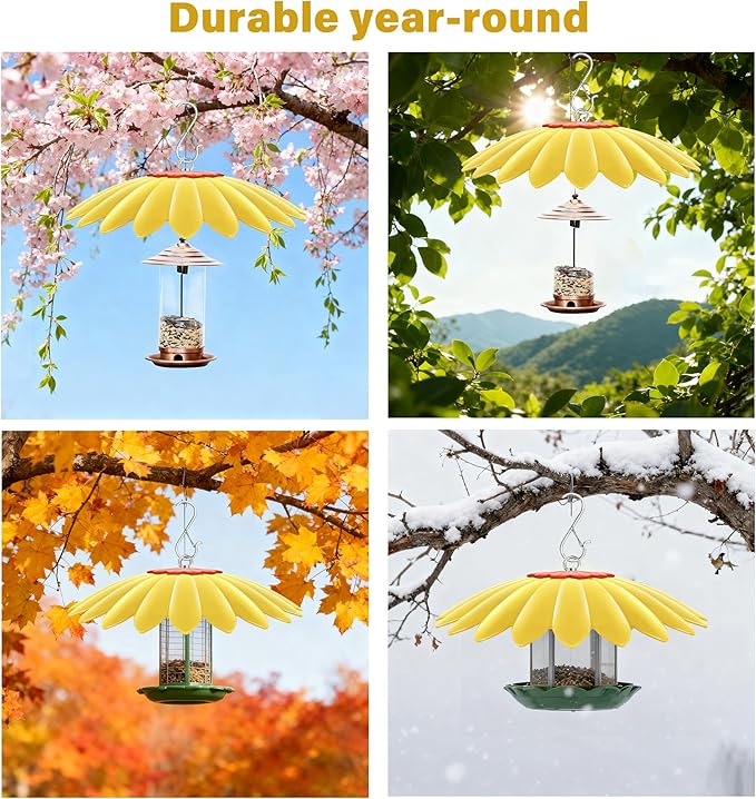 10.5 inch Hummingbird Feeder Shade Dome Cover,Rain Guard,Weather Guard for Bird Feeder, Umbrella Cover for Bird House for Outdoor,Squirrel Guard,Flower Design(Yellow)