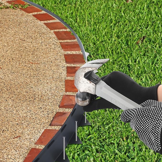 Pushglossy 15 Pcs 49.21ft Metal Paver Edging with Spikes for Paver Projects 39.37" L x 1.2" H Black Bendable Metal Strips Yard Landscape Lawn Edging Border Pathway Divider for Lawn, Garden, Yard