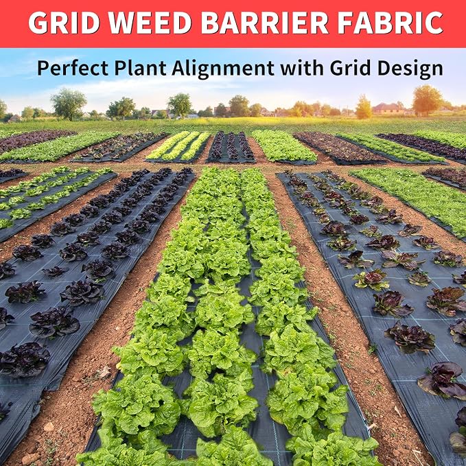 6ft x 100ft Landscape Fabric -Heavy Duty Weed Barrier Fabric for Landscaping, Weed Blocker Cloth,Geotextile Fabric for Garden, Driveway & Ground Cover, Garden Weed Mats,Grid Design