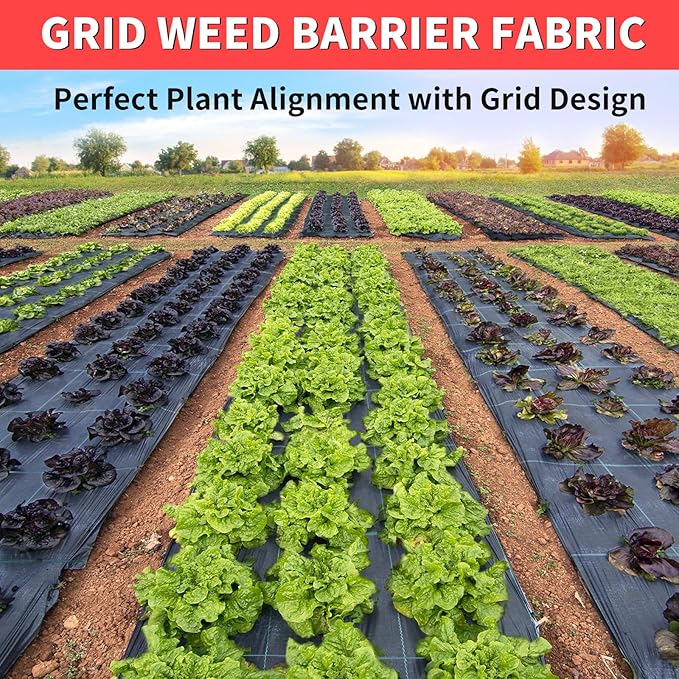 6ft x 300ft Landscape Fabric -Heavy Duty Weed Barrier Fabric for Landscaping, Weed Blocker Cloth,Geotextile Fabric for Garden, Driveway & Ground Cover, Garden Weed Mats,Grid Design