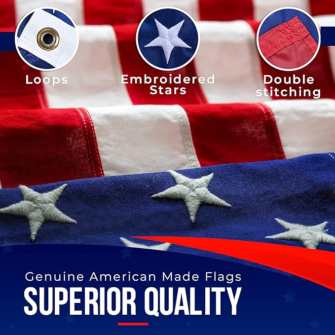 American Flags for Outside 5X8 American Flag made in USA Heavy Duty Flags Outdoor with Embroidered Stars and Sewn Stripes 5x8 US Flag for High Wind- All Weather Flags
