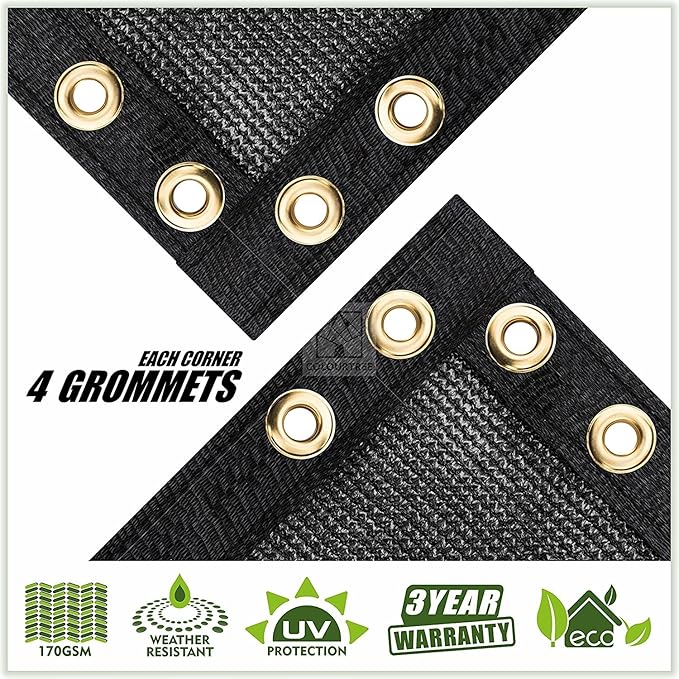 ColourTree Customized Size 6' x 57' Black Fence Screen Privacy Screen - Commercial Grade 170 GSM - Heavy Duty - 3 Years Warranty - Cable Zip Ties Included