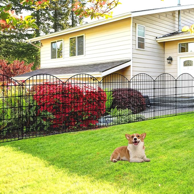 Thealyn Metal Garden Fence 40 inch H x 28 inch W (5 Panels, Total Length 11.6 ft) No Need Dig Outdoor Rustproof Animal Barrier Fencing Border Fence for Dog, Patio,Yard, Landscape, Flower Bed