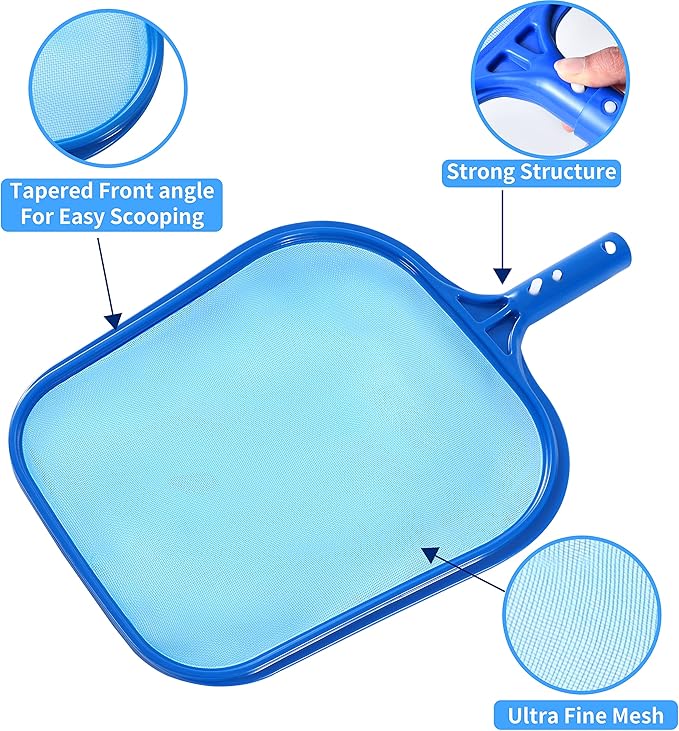 Tavaleu Pool Skimmer - Pool Skimmer Net with Reinforced Frame, Professional Pool Nets for Cleaning, Swimming Pool Leaf Skimmer Net, Ultra Fine Mesh Netting, Clean Remove The Finest Debris Fast