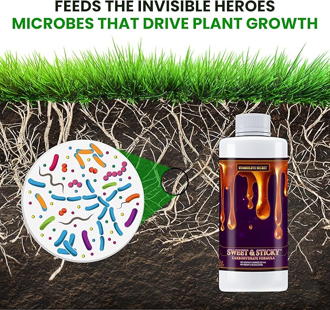 Humboldts Secret Sweet & Sticky Carbohydrate and Saccharide Plant Energy Additive | Indoor and Outdoor Plant Nutrients Enhancer for Growth and Aroma | Boosts Flavor and Development | 8 Ounce