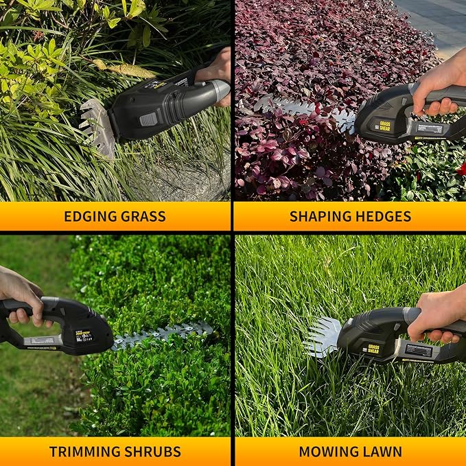 Cordless Hedge Trimmer Compatible with Dewalt 20V Battery, 2 in 1 Handheld Electric Trimmer Grass Shear, Bush Trimmer for Yard & Garden, Lawn Care(Tool Only)
