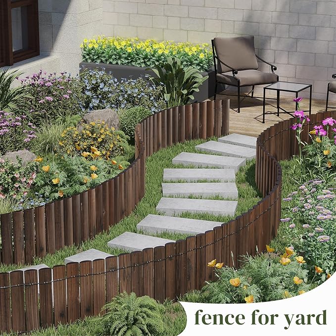 Garden Border Edging Landscape Edging Border Garden Edging Wooden Landscape Edging Wood Fence Decorative Garden Edging Lawn Edging Fence Flexible Garden Edging-15.7" H x 47.2" L (1PACK)