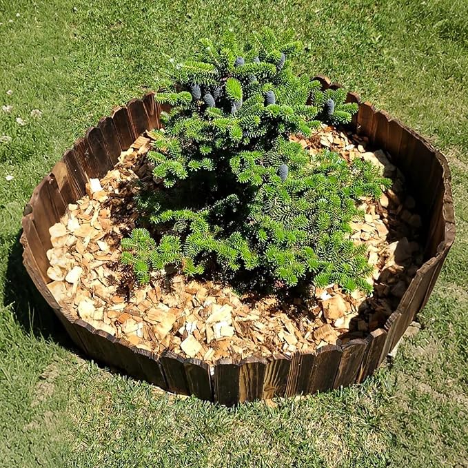 Mulctun Wood Garden Edging - 5.9" H X 47" L Sturdy Wooden Landscape Edging, Small Flower Bed Edging Borders, Decorative Wooden Garden Fence for Yard Flower Bed Lawns Pathway Tree (2 Packs)