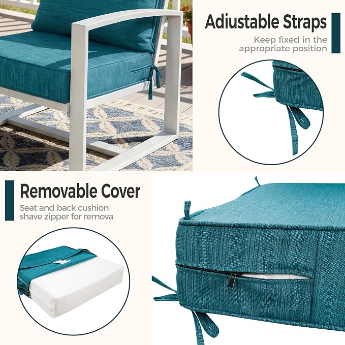 Art Leon Outdoor Patio Cushion 24"x 24" Outdoor Seat Cushions 30D High Density Foam Patio Chair Cushions with Non-Slip Backing Patio Cushions for Patio Furniture Porch Swing Garden Bench