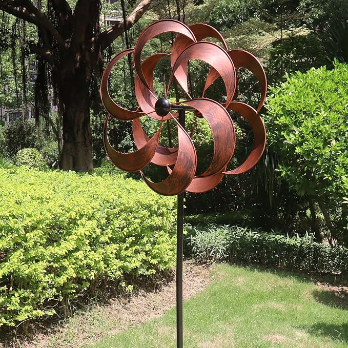 Large Metal Wind Spinner for Yard and Garden Decor 70x20 Inches | Dual Direction Kinetic, Outdoor Rust-Proof, 360 Degrees