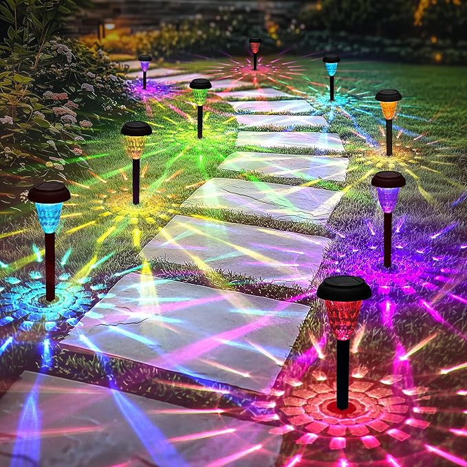 TISEJOY Solar Pathway Lights Outdoor Waterproof 16 Pack Color Changing Garden Light for Yard Patio Driveway Walkway Lawn Landscape Lighting for Outdoor Decor