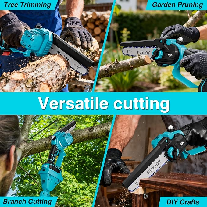2-in-1 Electric Pole Saws for Tree Trimming, 6 Inch Mini Chainsaw Cordless with Extension Pole, 2 x 4000mAh Batteries,Battery Powered Pole Chain Saw, Tree Trimmer Limb Branch Cutter Pruner