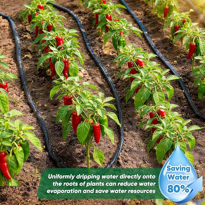 Soaker Hose 50 ft, Garden Hose With Drip Irrigation System, 1/2 Linkable Consistent Drip Irrigation Hoses, Leakproof Design Water Hose, Save 80% of Water for Garden, Farm, Orchard Plantation