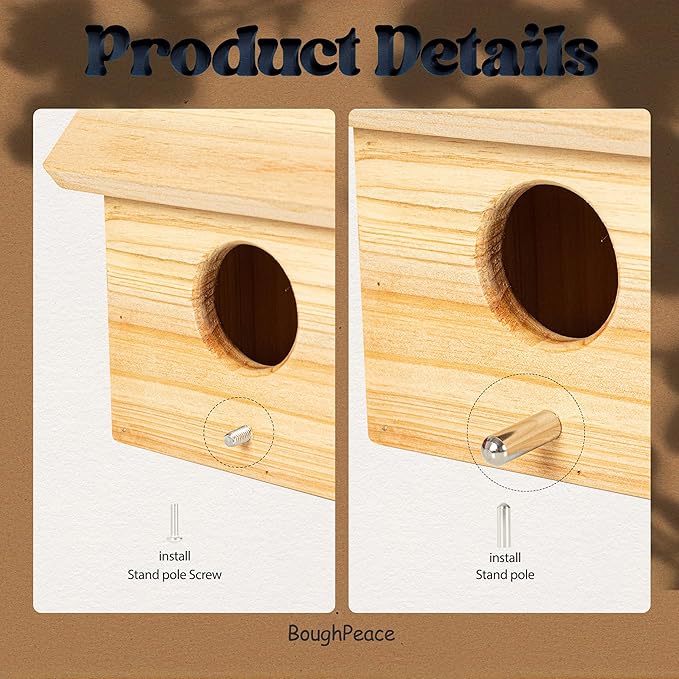 Wooden Bird Houses for Outside Birdhouses Nest Bluebird House for Cardinals Finch Wren Swallow for Garden Viewing 7