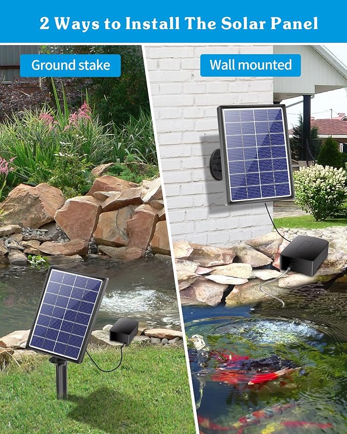 Biling Solar Aerator for Pond with 2200 mAh Battery Backup, 3 Modes Solar Air Pump Hydroponics Air Pump, Solar Powered Pond Aerator Pond Bubbler for Outdoor Fish Pond Stock Tank Aquarium