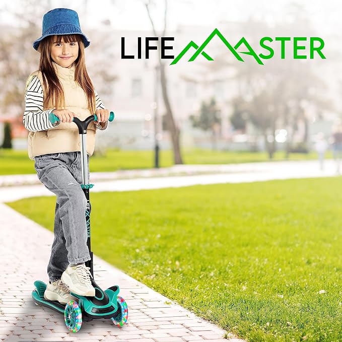 3 Wheel Scooter for Kids with Foldable Seat, Adjustable Handlebar Height, Lean-to-Steer Ride On Toy for Kids Ages 2+, Light-Up LED Wheels, Wide Anti Slip Deck, Indoor & Outdoor Use