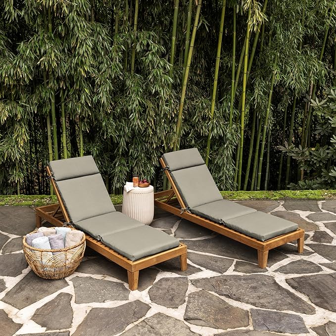 Arden earthFIBER Outdoor Chaise Cushion, 21 x 72, Rain-Proof, Fade Resistant, Cushion for Chaise Lounger Sandbar Taupe Texture