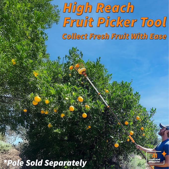 EXTEND-A-REACH Fruit Picker Basket Only // Twist-On Apple Picker Basket Only Fits Standard Acme Extension Pole // Fruit Tree Picker Tool for Orange Mango Avocado Lemon Pear (Pole Sold Separately)