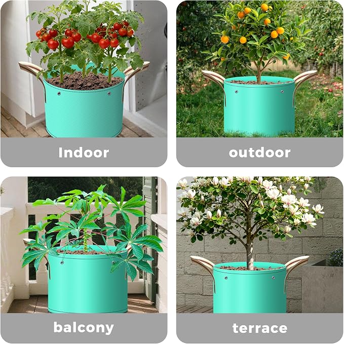 7 Pcs 20 Gallon Grow Bags, PE Garden Grow Bags for Plants with Branch-Binding Holes and Bottom Drain Holes, Ideal for Vegetables, Strawberries and Flowers