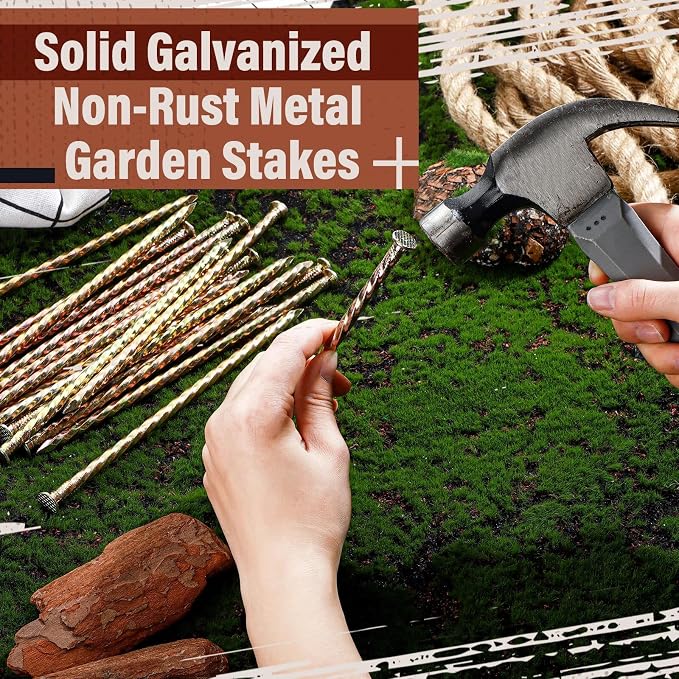 Sadnyy 100 Pcs Artificial Turf Stakes Nails Metal Landscape Edging Stakes Galvanized Spiral Garden Ground Spikes Lawn for Outdoor Tent Grass Paver Carpentry Weed Barrier(6 Inch)
