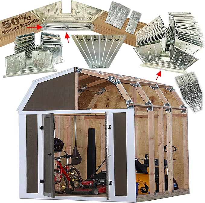 EZBUILDER 50 Structurally Stronger Truss Design Easy Shed Kit Builds 6in–14in Widths Any Length Storage Barn Shed Garage Playhouse Easy Framing Kit 2x4 Basic Barn Roof Wood NOT Included