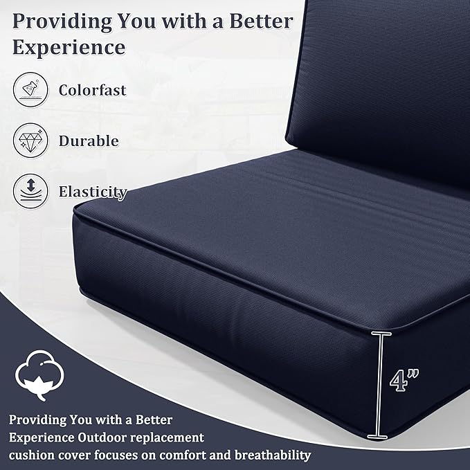 8p Outdoor Cushion Slipcovers Outdoor Patio Cushions Covers Replacement Waterproof with Zipper for 3-Seat Rattan Sofa Patio Furniture Cushion Covers, Covers Only