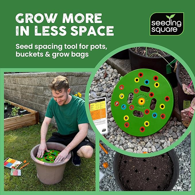 Seeding Circle – Seed Spacing Tool for Container & Bucket Gardening | Planting Template for Pots, Raised Beds & Small Garden Spaces | Evenly Space Vegetable Seeds