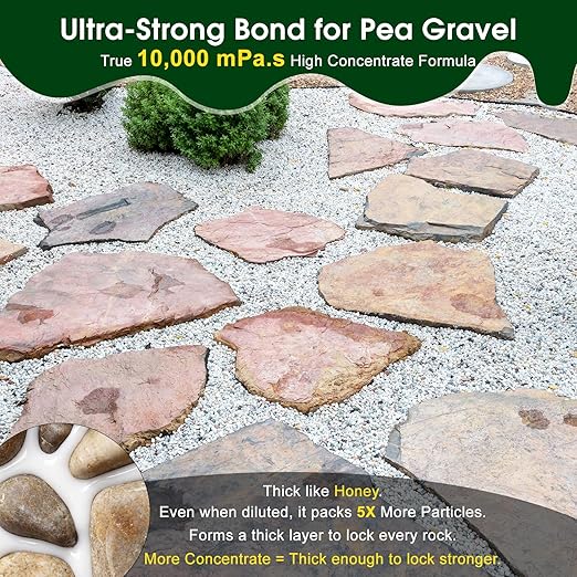Teexpert 2 Gallon Rock Glue for Landscaping – Strong Pea Gravel Binder & Stone Adhesive for Walkways, Yards, Patios, and Decorative Driveway Edges