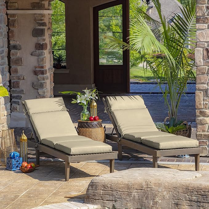 Arden Outdoor Chaise Cushion, 22 x 77, Rain-Proof, Fade Resistant Tan Leala