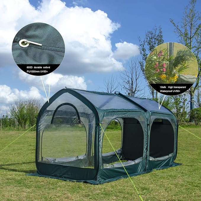 porayhut Pop Up Greenhouse Cover Flower House Mini Gardening Plant Flower Sunshine Room,Backyard PVC Cover for Cold Frost Protector Gardening Plants（98''Long Tunnel Greenhouse Tent ）
