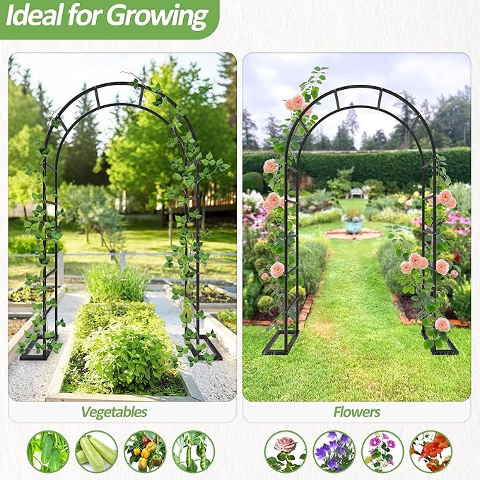Garden Arch Trellis for Climbing Plants Outdoor, Wedding Arch with Base-94.5"(H)*55"(W), Balloon Arch Stand for Ceremony Valentines Day Birthday Baby Shower Garden Floral
