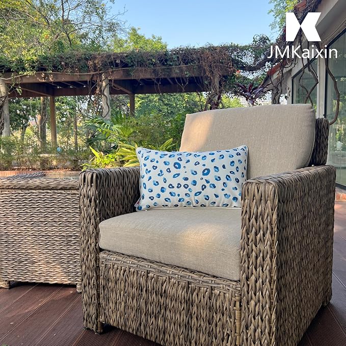 Pack of 2 Patio Lumbar Pillows, 12"x20" Fade Resistant Outdoor Waterproof Lumbar Pillow with Inners, Decorative Garden Lumbar Cushions for Home Patio Terrace Sofa Use