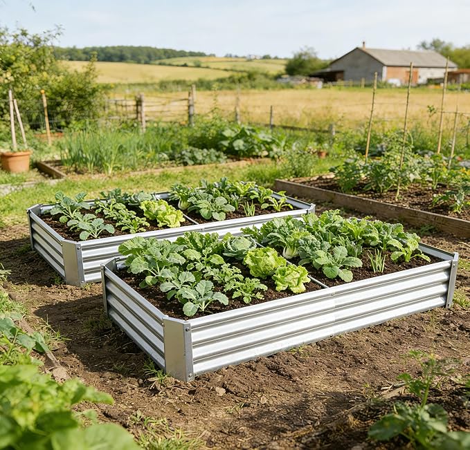 6x3x1ft(2 Pack) Galvanized Raised Garden Bed,Outdoor Planter Box Metal Patio Kit Planting Bed for Vegetables,Flowers, Silver
