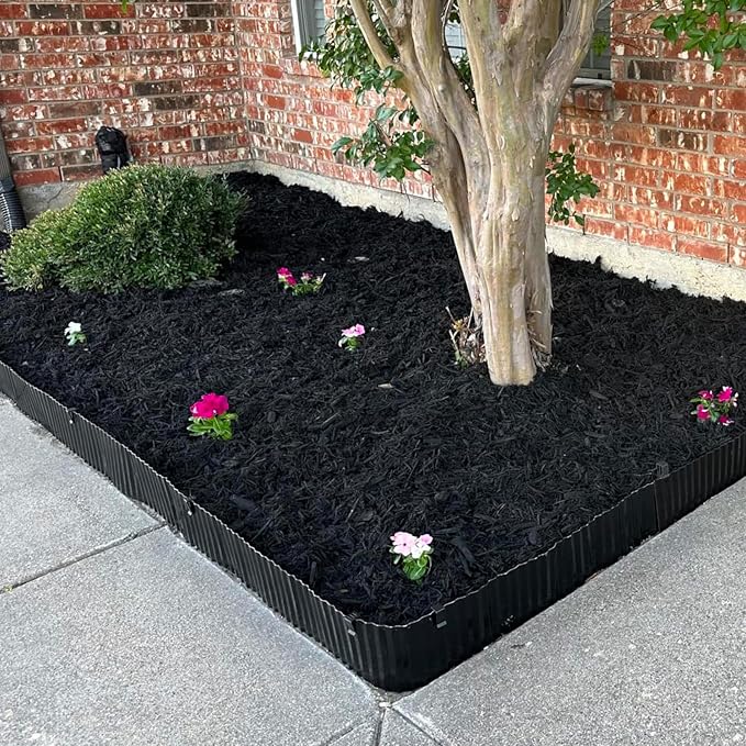 Quibbay Corrugated Metal Garden Edging, 4"×20Ft Landscape Edging Border for Lawn, Flower Bed, Garden Fence, Paver Edging, Metal Garden Edging for DIY Borders and Landscaping, Black