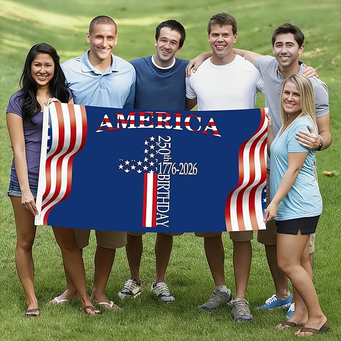 250 Anniversary USA Flag 3x5 Ft 2 Sided 3 Layers 250th Anniversary Flag We The People 1776-2026 250 Years Birthday Patriotic Decor for Outdoor Front Door Porch Wall (F)