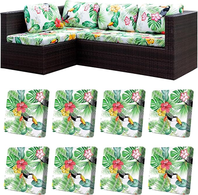 BIETYONE 8Pcs Stretch Patio Cushion Covers,Outdoor Couch Covers Replacement,Outdoor Couch & Sofa Slipcovers,for Patio Furniture Cushion Covers,Washable Reusable urniture Protector(Pelican,8PCS)
