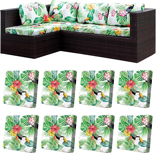 BIETYONE 8Pcs Stretch Patio Cushion Covers,Outdoor Couch Covers Replacement,Outdoor Couch & Sofa Slipcovers,for Patio Furniture Cushion Covers,Washable Reusable urniture Protector(Pelican,8PCS)