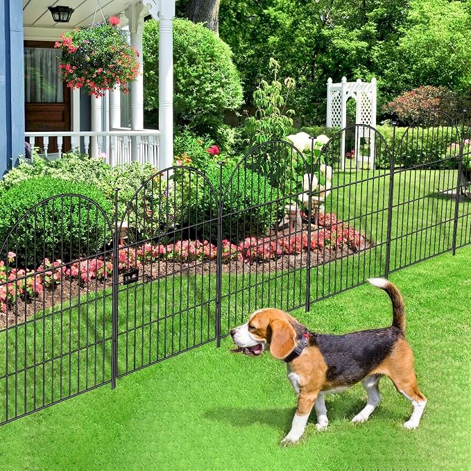 ADAVIN Garden Fence Animal Barrier with Gate 32 in(H)×35 Ft(L) 16 Panels,Rustproof Metal Wire Tall Fencing Border for Dogs Rabbits,Outdoor no dig pet Fences,Black Flower Edging for Yard,Arched
