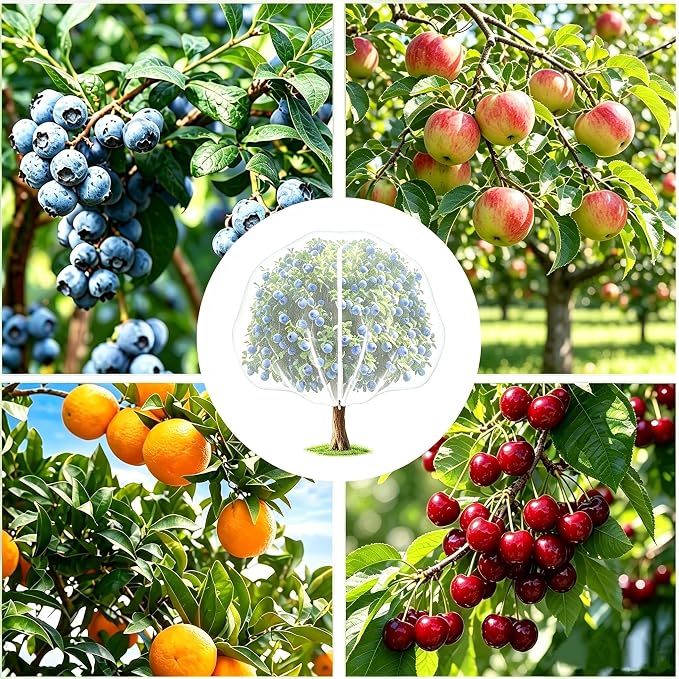 2-Pack 13x10FT Fruit Tree Netting BagsFruit Tree Netting with Zipper and Drawstring, Heavy Duty Bird Netting for Fruit Trees，Reusable Mesh Covers， Prevent Cicadas Bird Squirrel