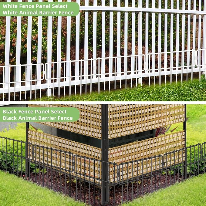 Blingluck Animal Barrier Fence, 10 Pcs Upgrade 1.26 in Gap Decorative Fences No Dig Fence for Rabbits and Dog Ground Defense, Rustproof Metal Wire Garden Edging Border for Outdoor, Yard, White