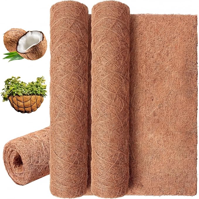 Jetec Coconut Liners for Planters, 12 x 120 Inch Natural Coco Planter Liner Flower Basket, Reptile Carpet, Fiber Mat, Garden Decoration, Animal Pet Reptile Pad