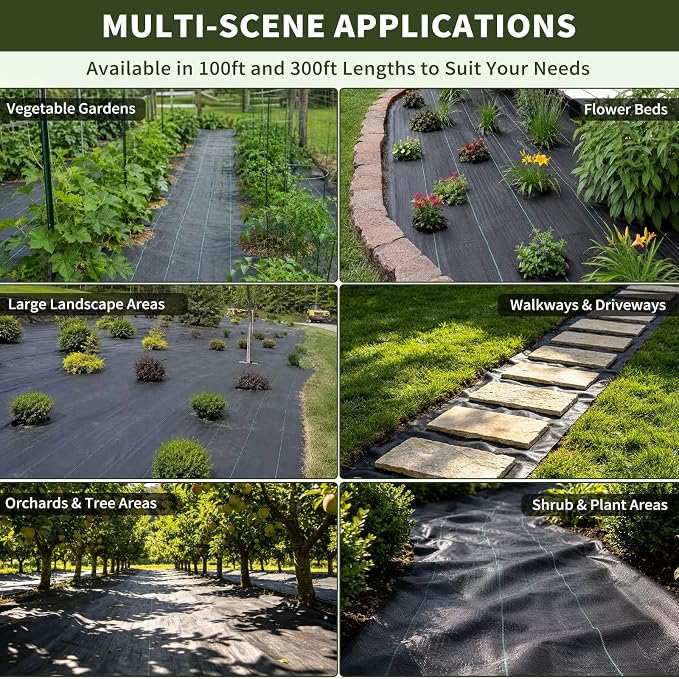 EXTRAEASY 3ft x 100ft Weed Barrier Fabric, Heavy Duty Landscape Fabric, 3.2oz Weed Control Fabric, Tear-Resistant Weed Blocker Ground Cover for Garden, Gravel, Driveway, Flower Bed