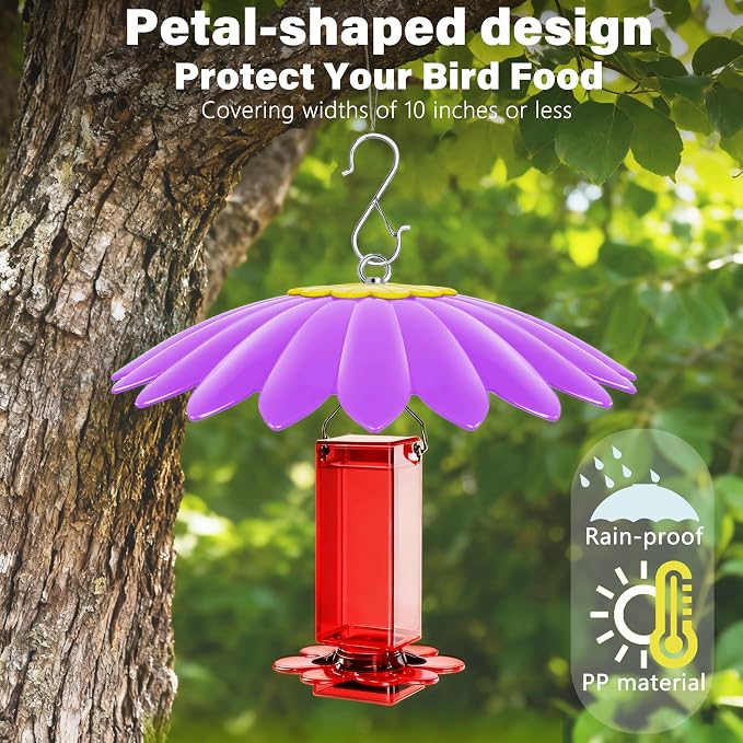 13.5 inch Rain Guard for Bird Feeder,Hummingbird Feeder Shade Dome Cover,Umbrella Cover for Bird House for Outdoor,Squirrel Baffle(Purple)