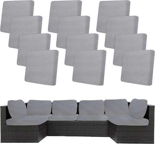 BIETYONE 12Pcs Stretch Patio Cushion Covers,Outdoor Couch Covers Replacement,Outdoor Couch & Sofa Slipcovers,for Patio Furniture Cushion Covers,Washable Reusable Furniture Protector (Grey,Cover Only)