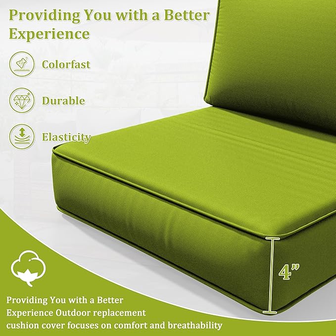 8p Outdoor Cushion Slipcovers Outdoor Patio Cushions Covers Replacement Waterproof with Zipper for 3-Seat Rattan Sofa Patio Furniture Cushion Covers, Covers Only
