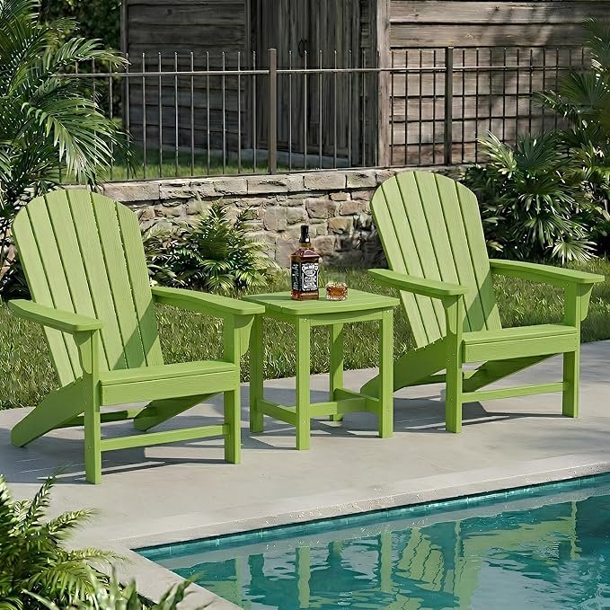 Y&M Outdoor Side Table, HIPS Adirondack Small Single Table, Waterproof Square Outside Table, Balcony Modern End Tables for Patio, Pool, Beach, Porch, Deck, Indoor or Outdoor Use, Lime