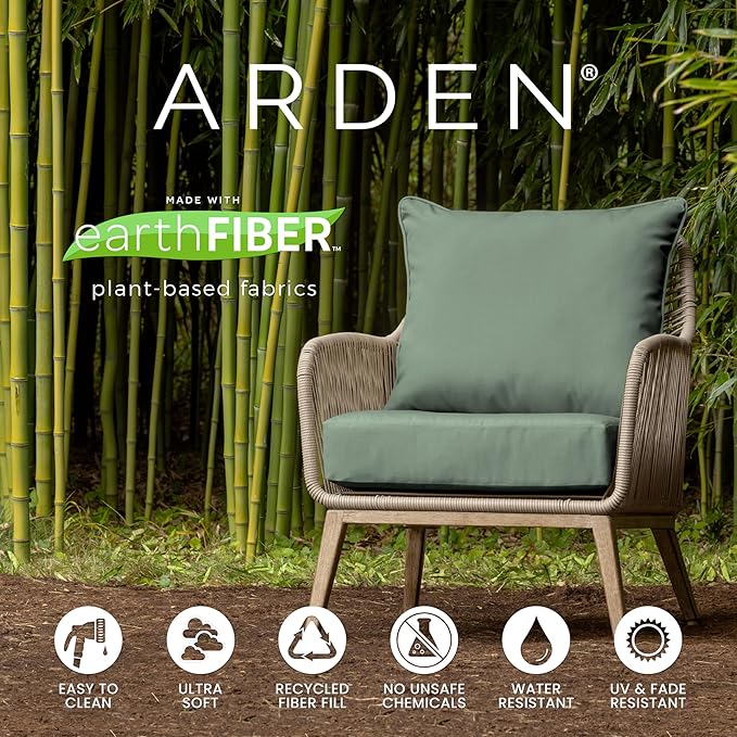 Arden earthFIBER Outdoor Deep Seat Cushion Set (4-Pack), 24 in x 24 in, Weather-Proof, Rain-Proof, Fade Resistant Patio Cushion for Chair, Sofa, and Couch Stone Grey Dot