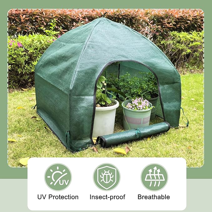3 * 3FT Felt Garden Raised Bed with Plant Covers, No-Tool Growing Bed with Bug Insect Proof Mesh Plant Tents & Sun Shade, 3 Sizes Plant Protection System for Vegetables, Fruits & Flowers