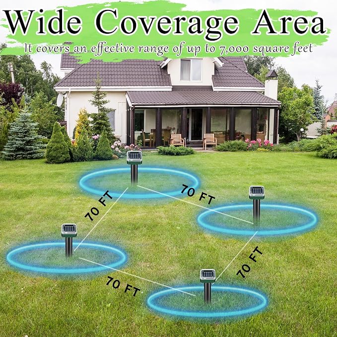 Mole Repellent Solar Powered 10 Pack,Snake Repellent Ultrasonic Vole Snake Repeller for Lawns and Yards,Waterproof Outdoor Gopher Repeller Effective for Garden
